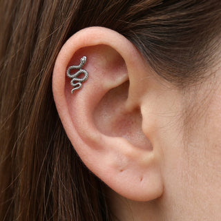 Titanium Labret Snake Internally Threaded – getragen