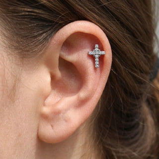 Titanium Labret Cross Zirconia Internally Threaded