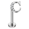 Titanium Labret Initial Letter With Stones Internally Threaded Silver