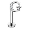 Titanium Labret Initial Letter With Stones Internally Threaded Silver