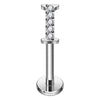 Titanium Labret Initial Letter With Stones Internally Threaded Silver