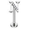 Titanium Labret Initial Letter With Stones Internally Threaded Silver