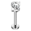 Titanium Labret Initial Letter With Stones Internally Threaded Silver