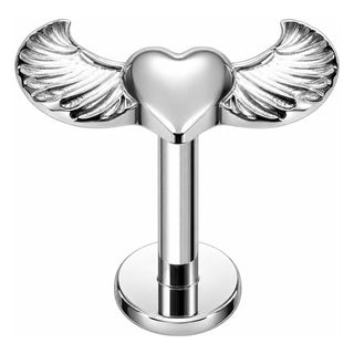 Titanium Labret Heart Angel Wings Internally Threaded
