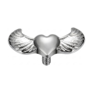 Titanium Top Heart With Angel Wings Internally Threaded