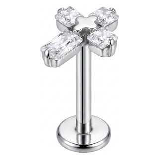 Titanium Labret Cross Zirconia Internally Threaded