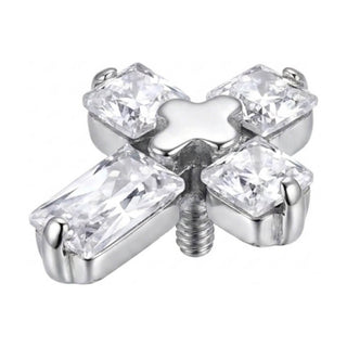 Titanium Top Clear Stone Cross Internally Threaded