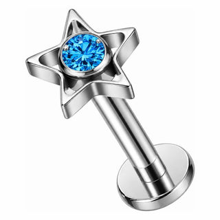 Titanium Labret Star Zirconia Internally Threaded
