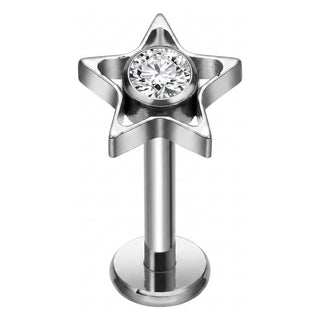 Titanium Labret Star Zirconia Internally Threaded