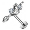 Titanium Labret Treble Clef Zirconia Internally Threaded