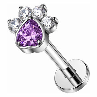 Titanium Labret Paw Zirconia Internally Threaded