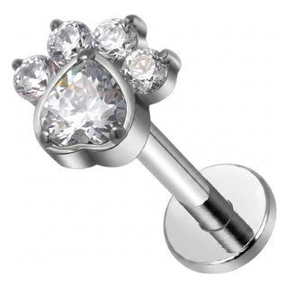 Titanium Labret Paw Zirconia Internally Threaded