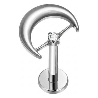Titanium Labret Moon Zirconia Internally Threaded