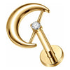 Titanium Labret Moon Zirconia Internally Threaded