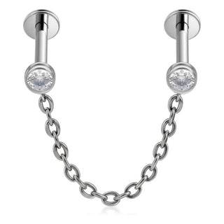 Titanium Labret Chain Zirconia Internally Threaded