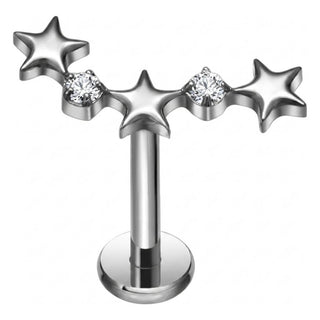 Titanium Labret Stars Zirconia Internally Threaded