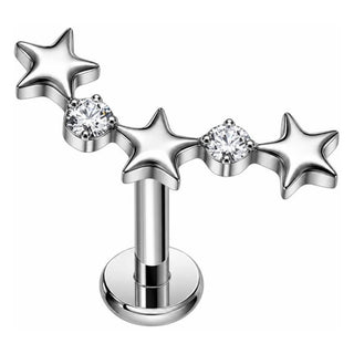 Titanium Labret Stars Zirconia Internally Threaded