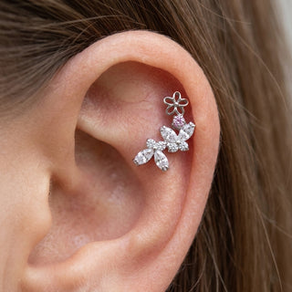 Titanium Top Butterflies And Flower Vine Internally Threaded – getragen