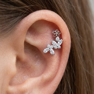 Titanium Top Butterflies And Flower Vine Internally Threaded