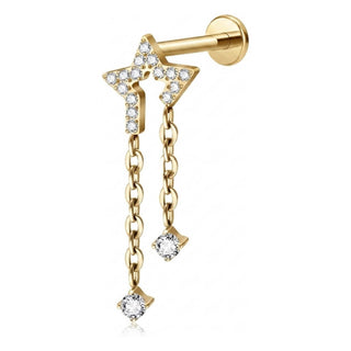 Titanium Labret Star Chains Zirconia Internally Threaded