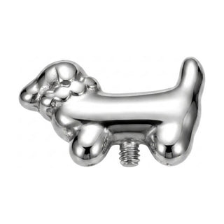 Titanium Top Dachshund Dog With Collar Internally Threaded