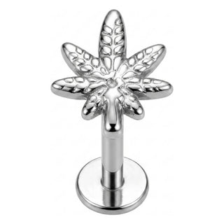 Titanium Labret Cannabis Leaf Internally Threaded