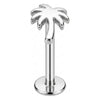 Titanium Labret Palm Tree Internally Threaded