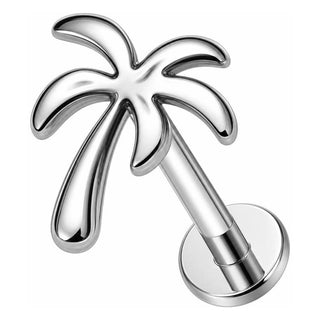 Titanium Labret Palm Tree Internally Threaded