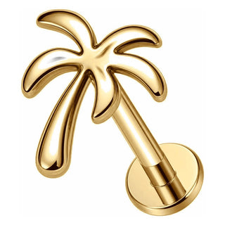 Titanium Labret Palm Tree Internally Threaded