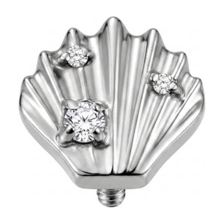 Titanium Top Scallop Shell With Stones Internally Threaded