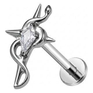 Titanium Labret Tribal Rhombus Zirconia Internally Threaded