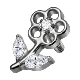Titanium Top Cutout Flower With Leaves Internally Threaded