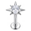 Titanium Labret Star Teardrop Zirconia Internally Threaded