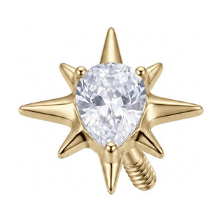 Titanium Top Spiked Pear Stone Star Internally Threaded