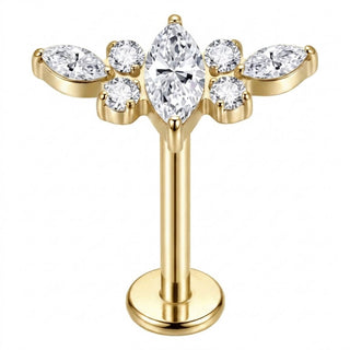 Titanium Labret Marquise Zirconia Cluster Internally Threaded
