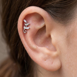 Titanium Labret Leaf Twig Marquise Zirconia Internally Threaded – getragen