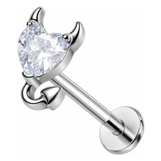Titanium Labret Devil Heart Zirconia Internally Threaded