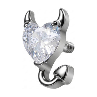 Titanium Top Devil Heart With Horns Internally Threaded