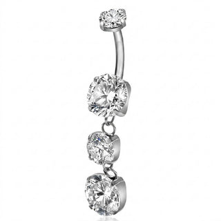 Titanium Belly Button Piercing Zirconia Dangle Internally Threaded