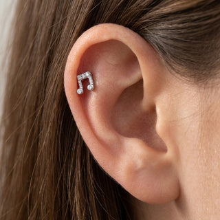 Titanium Top Double Music Note With Stones Internally Threaded – getragen