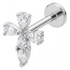 Titanium Labret Cross Teardrop Zirconia Internally Threaded