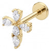 Titanium Labret Cross Teardrop Zirconia Internally Threaded