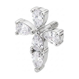 Titanium Top Pear Stone Cross Internally Threaded