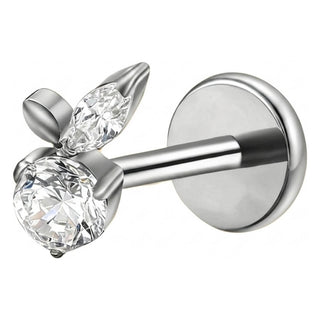 Titanium Labret Marquise Leaf Zirconia Internally Threaded