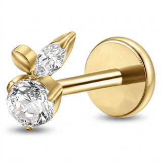 Titanium Labret Marquise Leaf Zirconia Internally Threaded