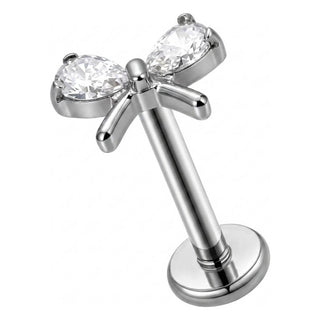 Titanium Labret Bow Zirconia Internally Threaded