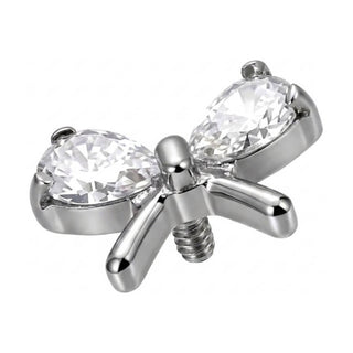 Titanium Top Butterfly With Teardrop Stones Internally Threaded