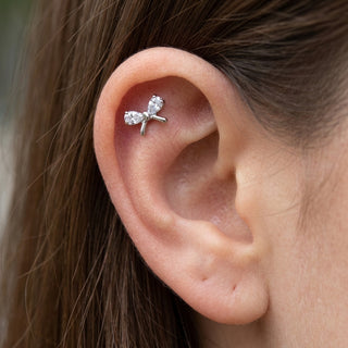Titanium Top Butterfly With Teardrop Stones Internally Threaded – getragen
