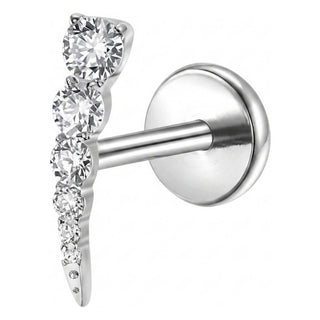 Titanium Labret Zirconia Curve Internally Threaded