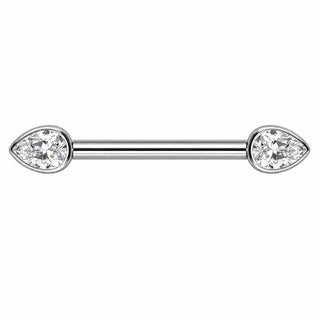 Titanium Nipple Piercing Clear Teardrop Zirconia Internally Threaded